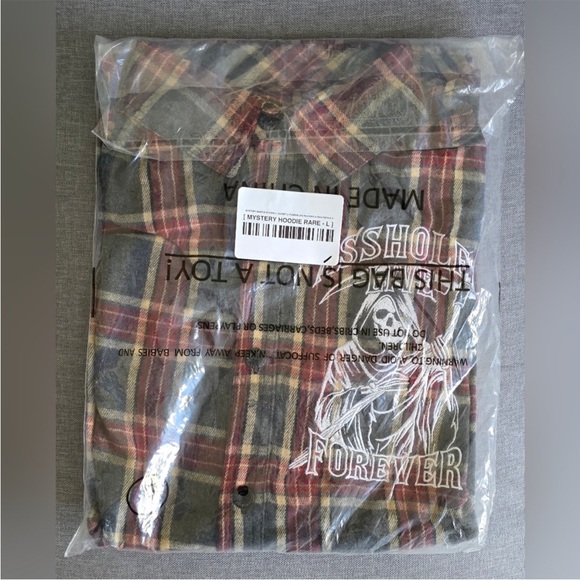 ALF New Grey plaid flannel shirt jacket with skulls - Picture 4 of 4